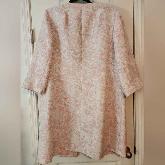 Women's Kasper Pink Brocade Long Blazer Beaded Bedazzled Spring 20W New - Picture 6 of 11